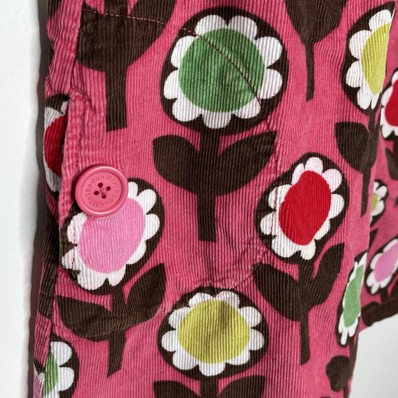 Mini Boden Y2K Floral Corduroy Jumper Dress Pink Girls 5-6Y Retro 60s Flower - Picture 3 of 6